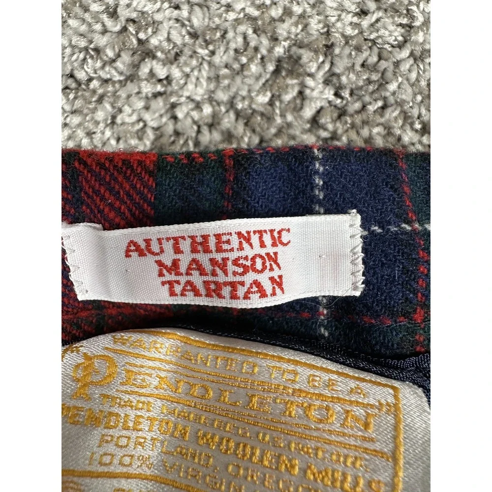 Vintage Pendleton Skirt Womens 10 Red Navy Manson Tartan Wool Plaid Made USA 80s